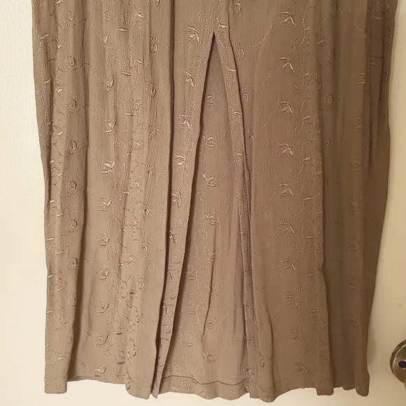 Lightweight Vintage Embroidered Nude Maxi Skirt L - Picture 4 of 6